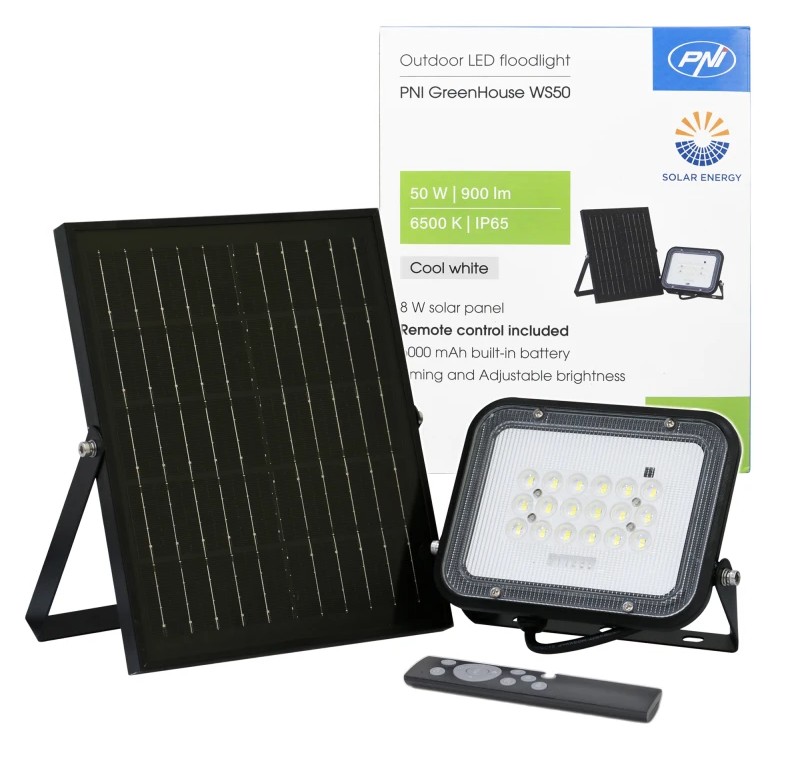 РАБОЧИЙ ФОНАРЬ PNI WS50 GREENHOUSE WITH SOLAR PANEL 50 W