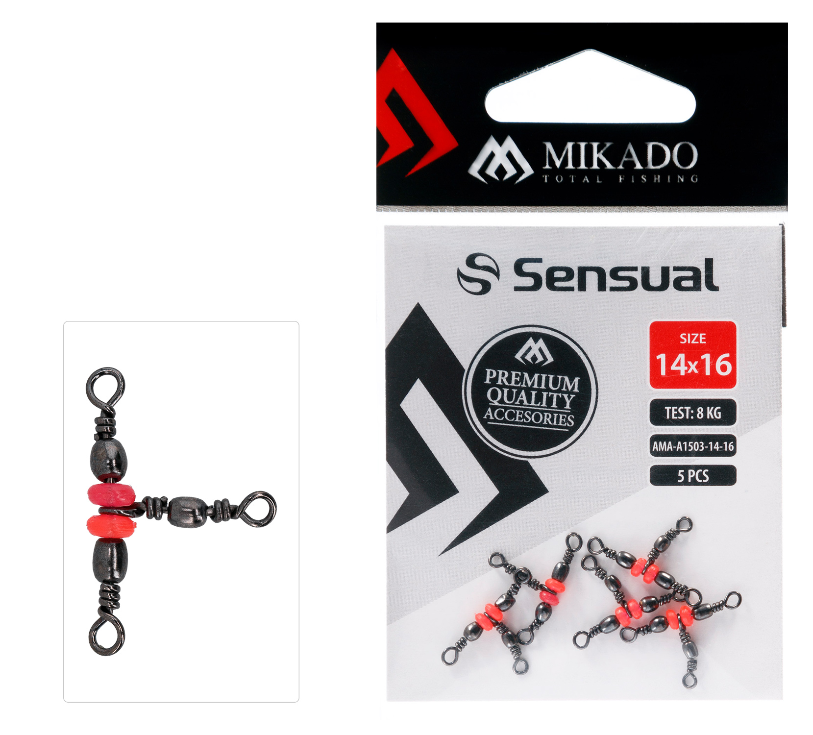 MIKADO BARREL SWIVEL WITH BEADS 5 PCS