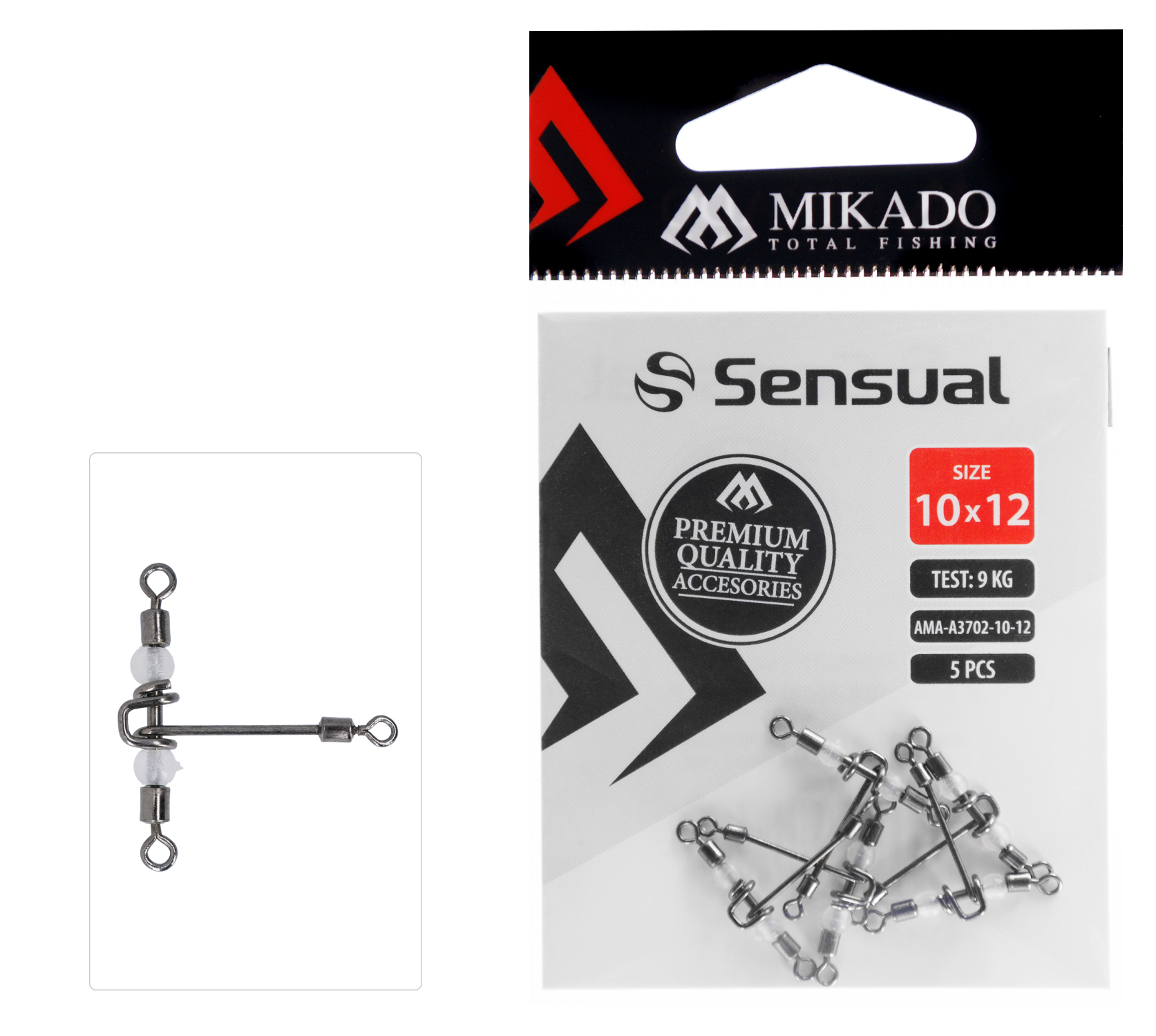 MIKADO ROLLER SWIVEL TRIPLE T TYPE WITH BEADS 5 PCS