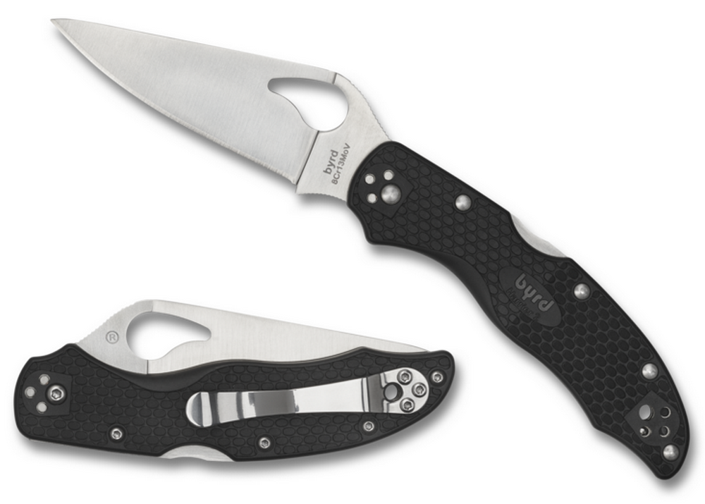 SPYDERCO BYRD HARRIER 2 BLACK LIGHTWEIGHT PLAINEDGE FOLDING KNIFE