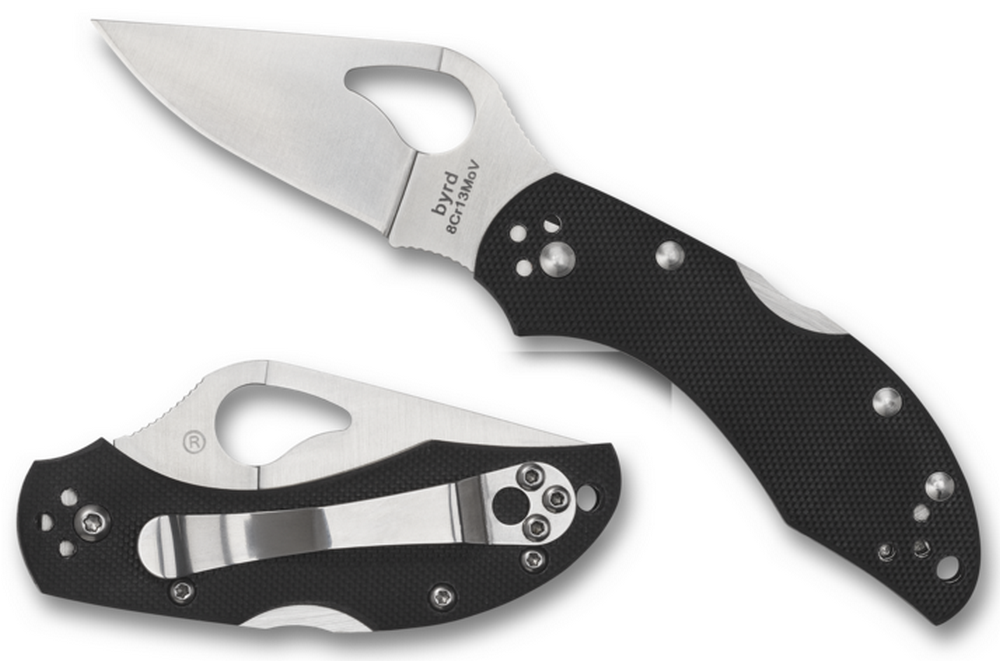 SPYDERCO BYRD ROBIN 2 BLACK G-10 PLAINEDGE FOLDING KNIFE