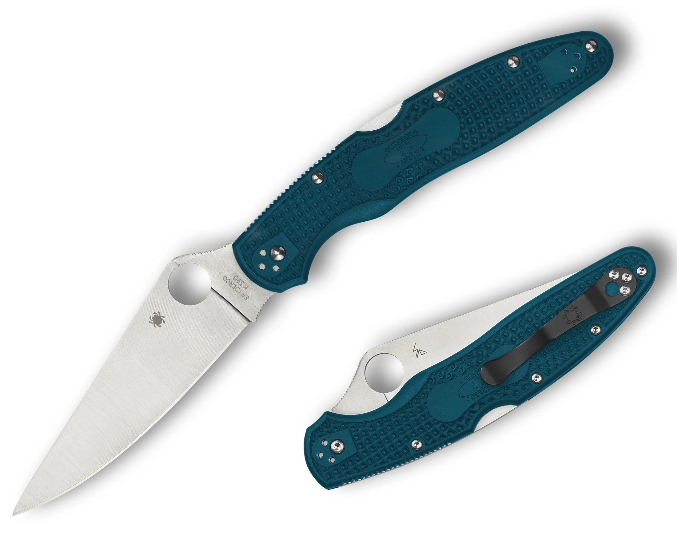 SPYDERCO POLICE 4 LIGHTWEIGHT K390 BLUE FOLDING KNIFE