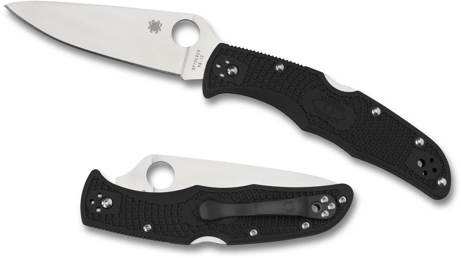 SPYDERCO ENDURA 4 BLACK FLAT GROUND PLAINEDGE FOLDING KNIFE