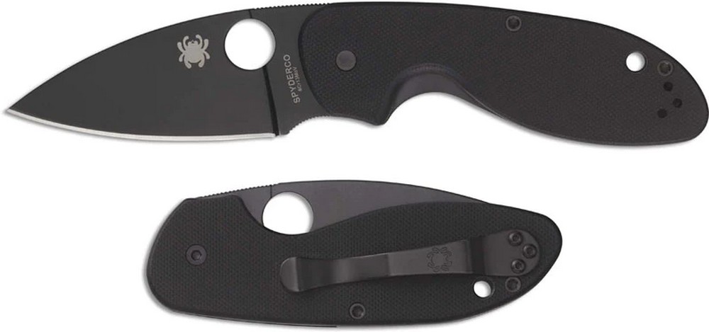 SPYDERCO EFFICIENT BLACK BLADE PLAINEDGE FOLDING KNIFE