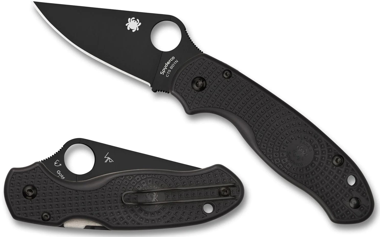 SPYDERCO PARA 3 LIGHTWEIGHT BLACK BLADE PLAINEDGE FOLDING KNIFE