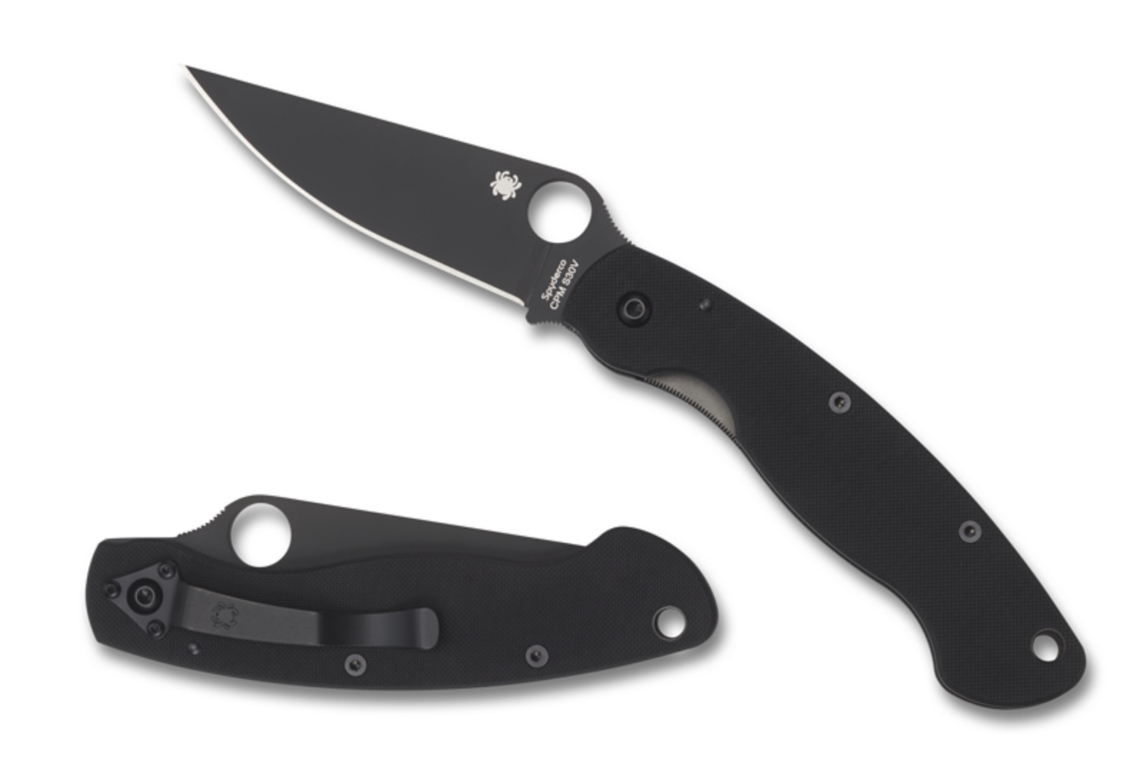 SPYDERCO MILITARY G-10 BLACK FOLDING KNIFE