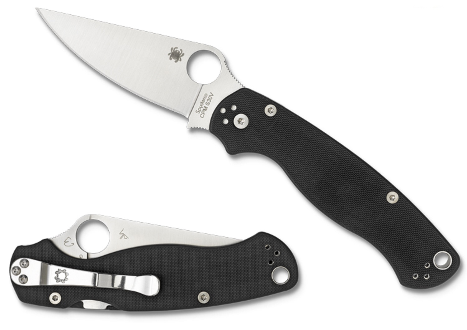 SPYDERCO PARA MILITARY 2 G-10 BLACK PLAINEDGE FOLDING KNIFE
