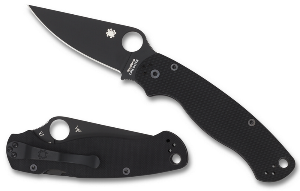 SPYDERCO PARA MILITARY 2 BLACK BLADE PLAINEDGE FOLDING KNIFE