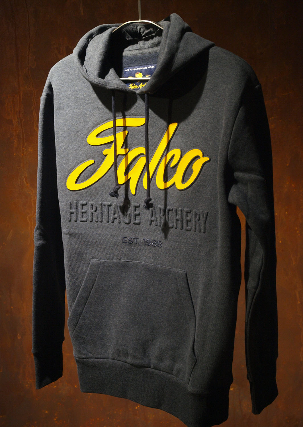 FALCO GREY HOODIE WITH YELLOW 3D PRINT