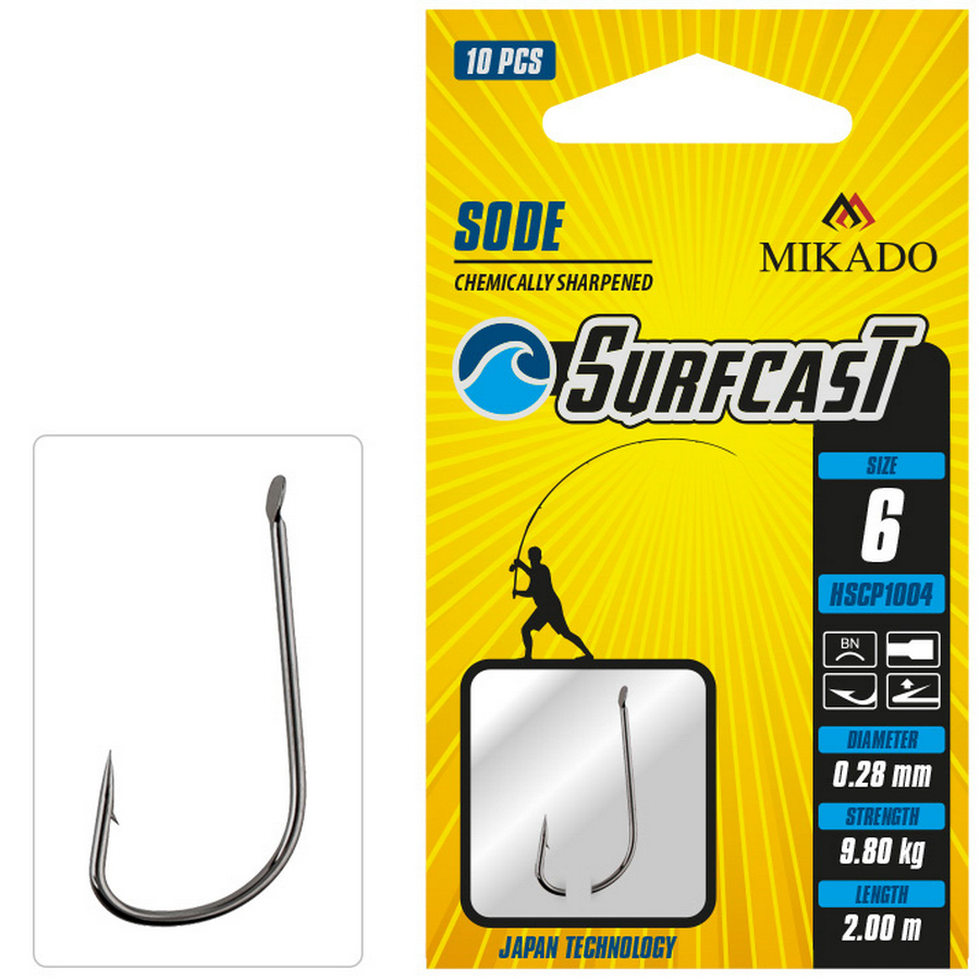 MIKADO SURFCAST SODE HOOK WITH LEADER 10 PCS