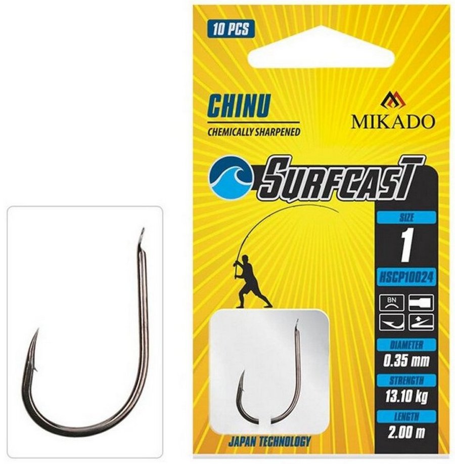 MIKADO SURFCAST CHINU HOOK WITH LEADER 10 PCS