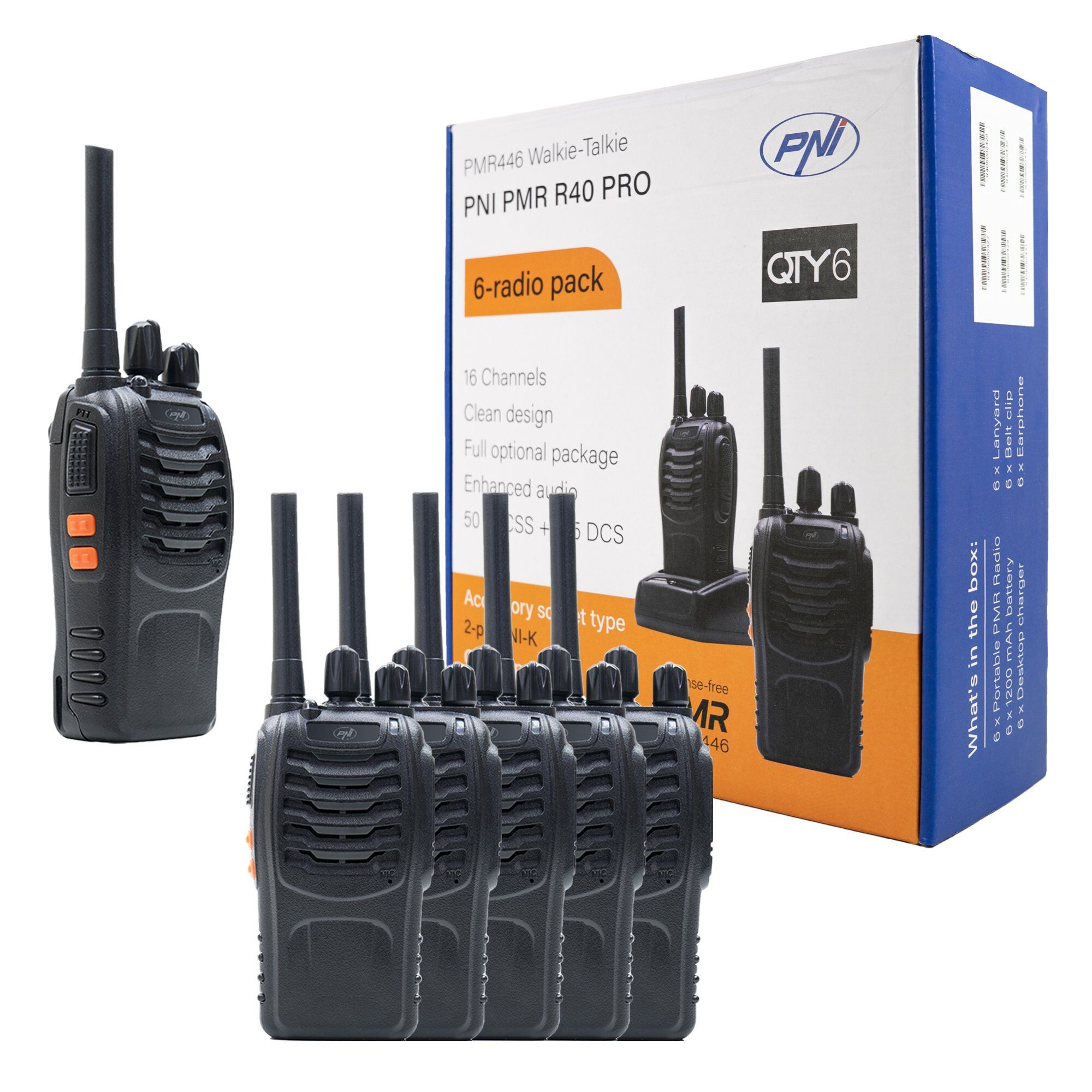 PNI PMR R40 PRO WALKIE TALKIE 6PCS SET