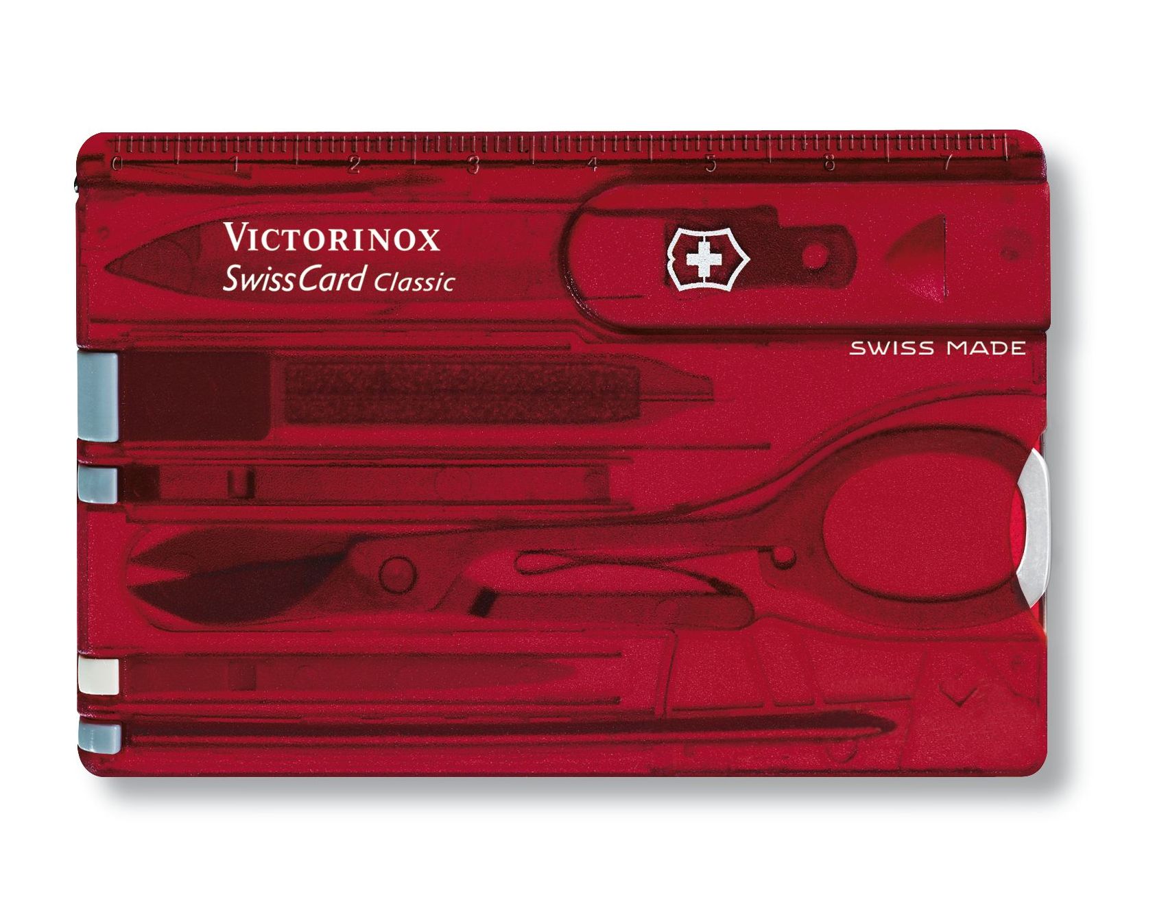 VICTORINOX SWISS CARD CLASSIC IN RED TRANSPARENT
